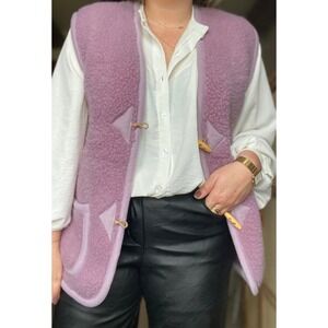 ALWERO ALPEN VEST 100% WOOL IN PILE women's XS purple soft fleece